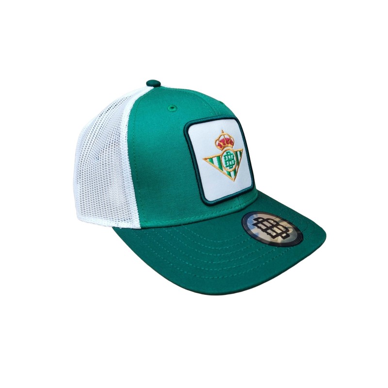 Real Betis Balompié gorra trucker con escudo a color blanca y verde adulto escudo bordado producto oficial
