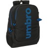 UMBRO JET BLACK - Mochila Escolar grande tamaño 32x16x44cm adaptable a carro, espaldar acolchado