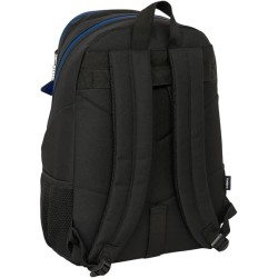 UMBRO JET BLACK - Mochila Escolar grande tamaño 32x16x44cm adaptable a carro, espaldar acolchado