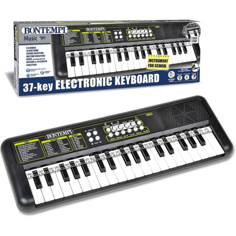 Teclado Piano Digital Digital de 37 Teclas entrada para Auriculares, Tamaño 42,4x15,2x4,7 cm