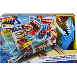 Hot Wheels City Huye del tiburón Conjunto de juego con 1 coche Hot Wheels a partir de 4 años, HMF86
