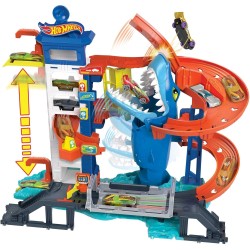 Hot Wheels City Huye del tiburón Conjunto de juego con 1 coche Hot Wheels a partir de 4 años, HMF86