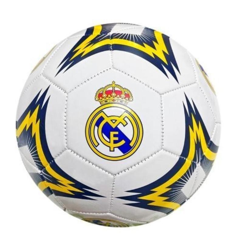 Balón Real Madrid blanco estrellado grande producto oficial talla 5 tamaño similar al reglamentario de fútbol 11