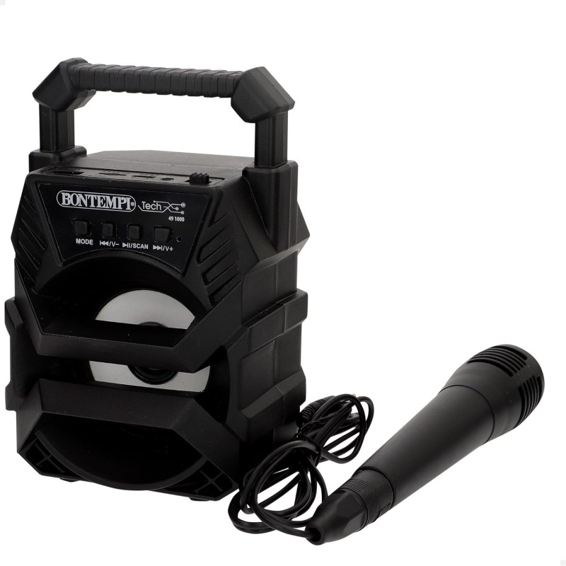 Mini Altavoz Karaoke con micrófono, Luces RGB, USB, microSD, Radio, Batería Recargable, Formato portátil 11,5x10x18 cm