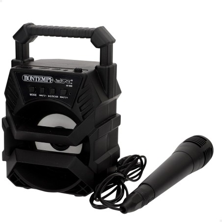 Mini Altavoz Karaoke con micrófono, Luces RGB, USB, microSD, Radio, Batería Recargable, Formato portátil 11,5x10x18 cm