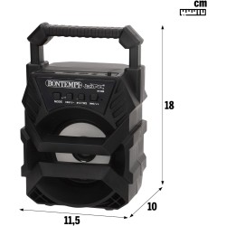 Mini Altavoz Karaoke con micrófono, Luces RGB, USB, microSD, Radio, Batería Recargable, Formato portátil 11,5x10x18 cm