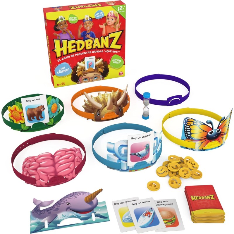 Hedbanz SPIN Master Games Juego de Mesa de Adivinanzas para Toda la Familia, 2-6 Jugadores