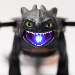 Dreamworks Dragons - Figura Dragón Desdentao Electrónico con Ataque de Plasma de Cómo Entrenar a tu Dragón, Alas de 63 cm, Luces