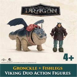 Dreamworks Dragons - Pack Figura articulada Dragón y Vikingo: Gronkel y Patapez de Cómo Entrenar a Tu Dragón - edad +4 Años