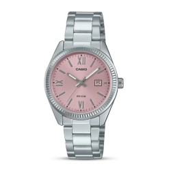 Reloj Casio analógico señora LTP-1302DD-4A1 correa acero plateada esfera color rosa con calendario