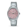 Reloj Casio analógico señora LTP-1302DD-4A1 correa acero plateada esfera color rosa con calendario