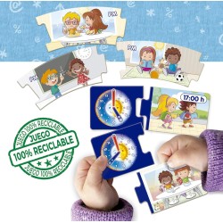 Juego para aprender las horas de Educa Contenido: reloj de cartón, 64 piezas e instrucciones. Edad 5-7 años