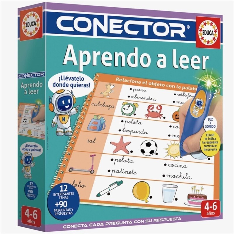 CONECTOR APRENDO A LEER en formato libro con boli con luz y sonido de Educa edad 4-6 años