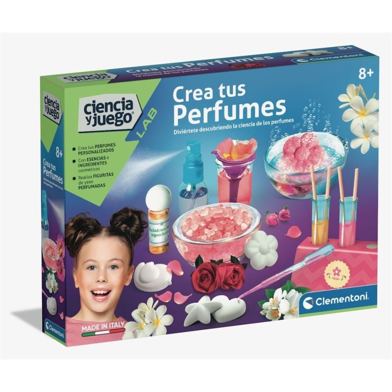 Juego crea tus perfumes  ¡Un laboratorio científico para realizar increíbles creaciones de perfumes! edad +8 Clementoni