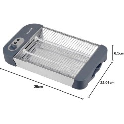 Grunkel - Tostadora de pan plana para 4 rebanadas de 600w con 6 niveles de temporizador y señal acústica de finalización. Incluy