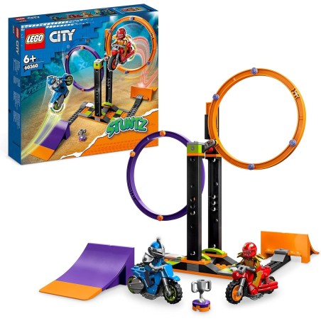 OUTLET LEGO 60360 City Stuntz Desafío Acrobático: Anillos Giratorios, caja rota. Contiene todas sus piezas en bolsas y libro de