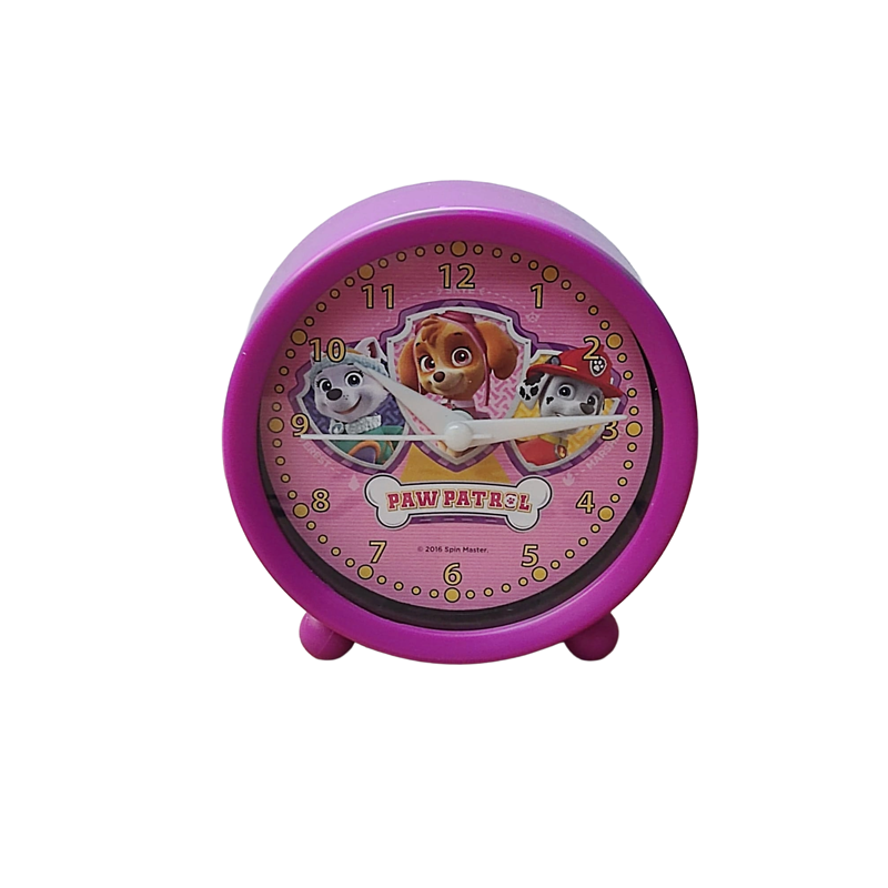 Despertador Analógico Paw Patrol Niña Violeta Skye Everest Marshall tamaño 9cm de diámetro