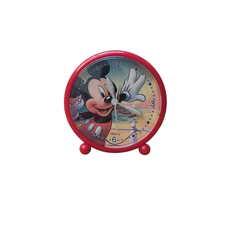 Despertador Analógico Infantil Mickey Mouse en la playa Disney color rojo tamaño 9cm de diámetro producto oficial