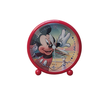Despertador Analógico Infantil Mickey Mouse en la playa Disney color rojo tamaño 9cm de diámetro producto oficial