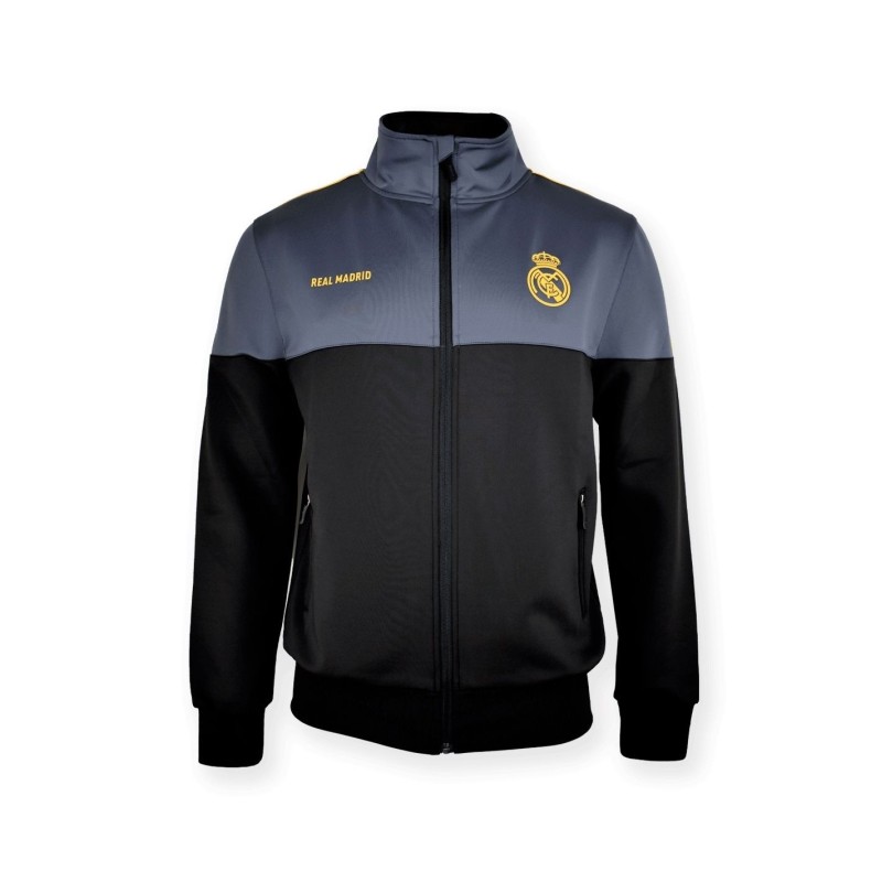 Chaqueta Real Madrid tallas infatil junior icolor en Gris y Negro producto oficila composición 100% Poliéster