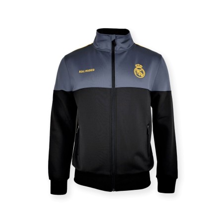 Chaqueta Real Madrid tallas infatil junior icolor en Gris y Negro producto oficila composición 100% Poliéster