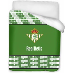 Real Betis Copriletto, colcha, confortino para cama de 90cm tamaño 180x260 Ext 100% poliéster. Int 100% algodón