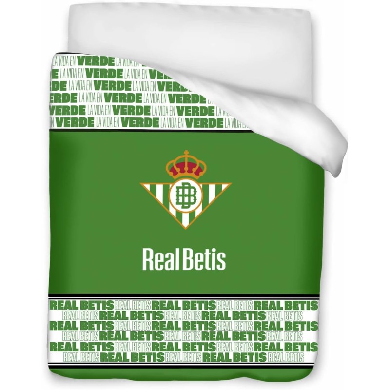 Real Betis Copriletto, colcha, confortino para cama de 90cm tamaño 180x260 Ext 100% poliéster. Int 100% algodón