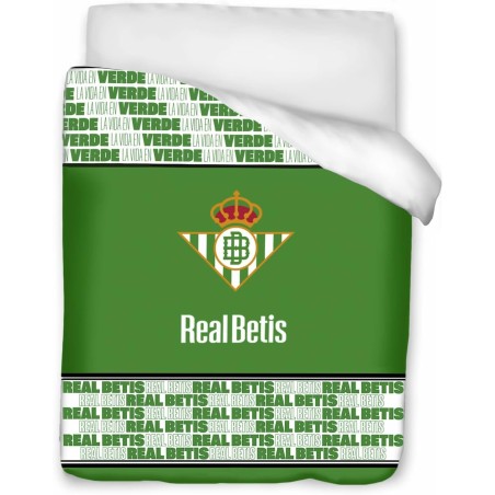 Real Betis Copriletto, colcha, confortino para cama de 90cm tamaño 180x260 Ext 100% poliéster. Int 100% algodón