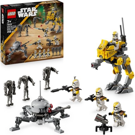 LEGO Star Wars 75431 Pack de Combate: Soldados Clon del 327 Cuerpo Estelar con 4 Minifiguras, 3 Droides y AT-RT - edad 7+ Años
