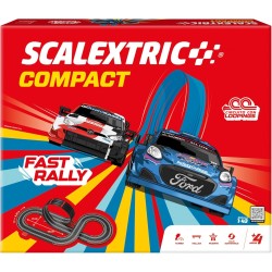 SCALEXTRIC - Circuito Compact - Pista de Carreras Completa - 2 Coches Incluidos - Escala 1:43 Circuito CompactFast Rally