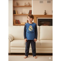 Pijama Real Madrid infantil tejido coralina composición poliester producto oficial presentado en caja
