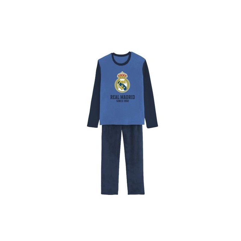 Pijama Real Madrid aulto tejido coralina composición poliester producto oficial presentado en caja