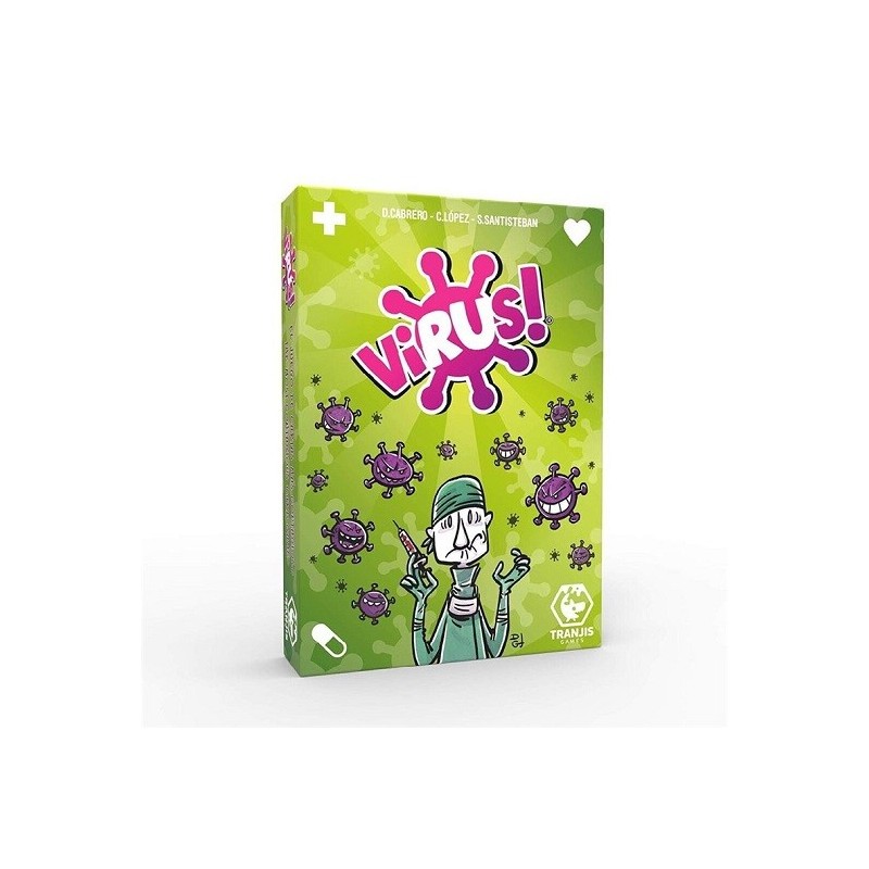 Juego de cartas Virus!. Contiene 68 cartas + 2 personalizables. De 2 a 6 jugadores.