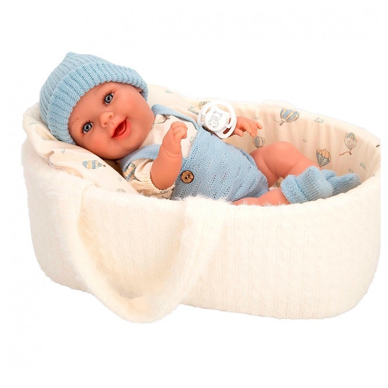 Muñeco bebé Gadi con capazo azul 33cm Elegance Muñecas Arias edad +3 años