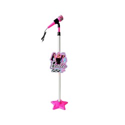 Barbie Micrófono de Pie MP3, Instrumento musical +3 años con altavoz y efecto luces