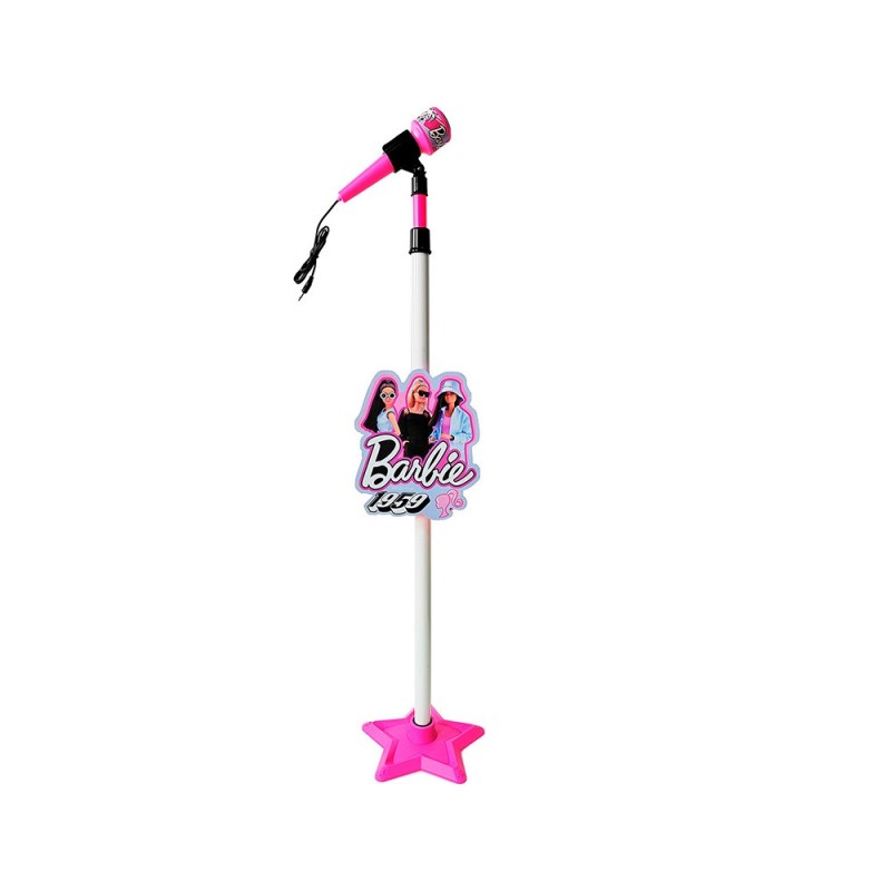 Barbie Micrófono de Pie MP3, Instrumento musical +3 años con altavoz y efecto luces