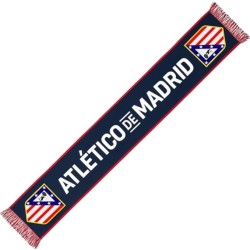 Bufanda Club Atlético de Madrid fondo azul escudos color laterales tamaño 150x20cm producto oficial.