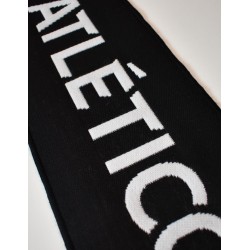 Bufanda Club Atlético de Madrid fondo negro escudos blancos laterales tamaño 150x20cm producto oficial.