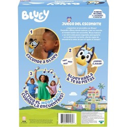 Juego del escondite Bluey, esconde a Bluey y apriétale la Nariz para reiniciar la Cuenta edad +3 años