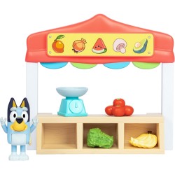 Bluey Set de Juego del Mercado de Frutas y Verduras, Incluye una Figura articulada edad +3 años