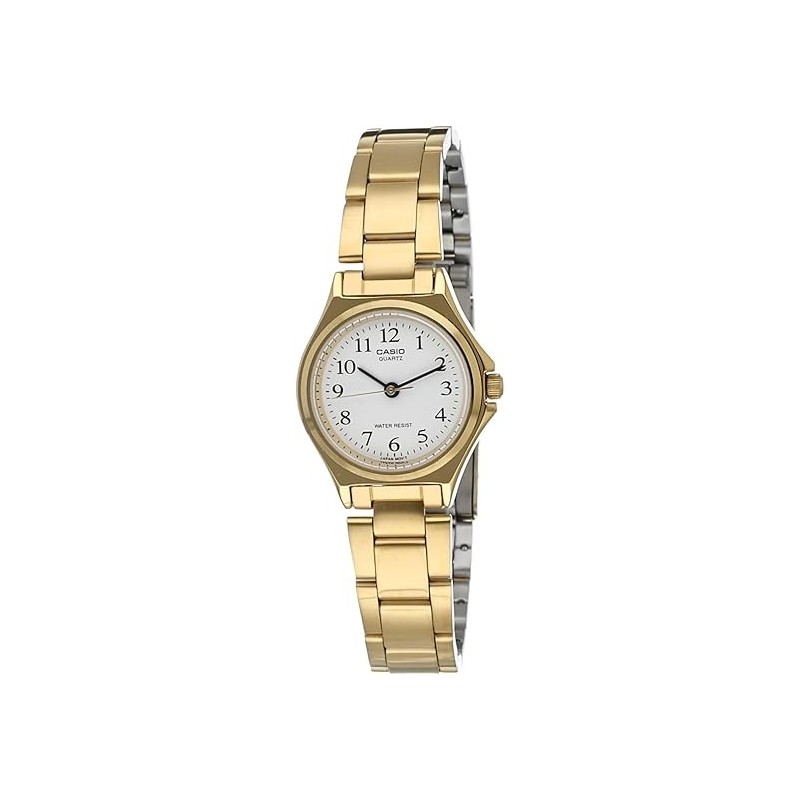 CASIO LTP-1130N-7B Reloj de Pulsera Analógico para Mujer esfera Color blanca correa acero color dorado