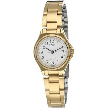 CASIO LTP-1130N-7B Reloj de Pulsera Analógico para Mujer esfera Color blanca correa acero color dorado