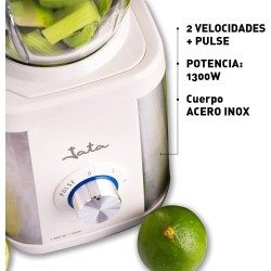 Jata BT797 Batidora de Vaso 1300 W, Capacidad 1,5 L, Cuchilla Dentada de Acero Inox 2 Velocidades