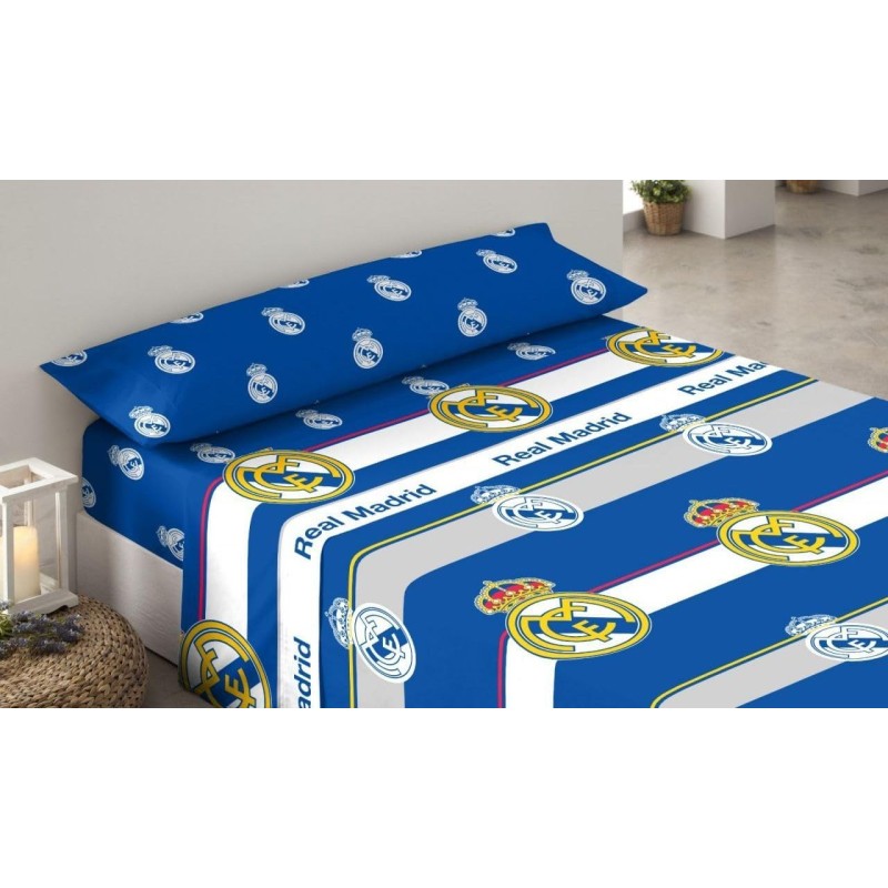 Juego de sábanas térmicas coralina Real Madrid 3 Piezas sábana, bajera y funda de almohada para cama 90cm producto oficial