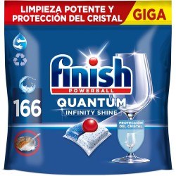 Finish Powerball Quantum Infinity Shine, pastillas para lavavajillas, limpieza potente y protección del cristal, 166 Pastillas