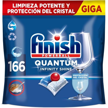 Finish Powerball Quantum Infinity Shine, pastillas para lavavajillas, limpieza potente y protección del cristal, 166 Pastillas