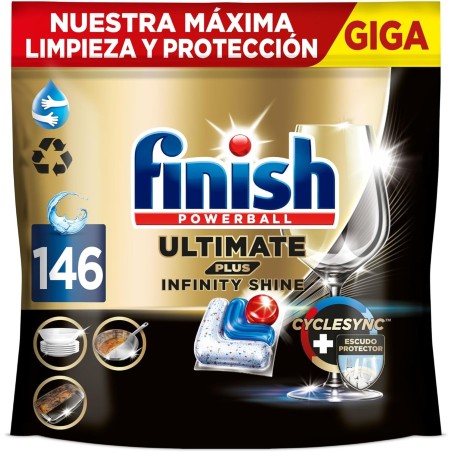 Finish Ultimate Plus Infinity Shine, Pastillas para el Lavavajillas, limpieza y brillo intensivos, y protección del cristal, 146