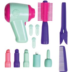 Barbie Tocador con luz y sonido con 12 accesorios, edad +3 años no incluye muñeca. 30x11x40cm