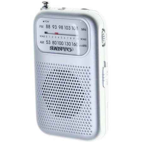 SANYO KS112P Radio Analógica de Bolsillo Am/FM antena telescópica altavoz y entrada auriculares