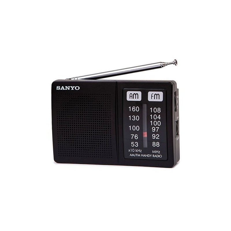 Radio portátil KS108 de Sanyo Radio de bolsillo FM/AM Entrada de auriculares de 3.5 mm 115x30x75mm